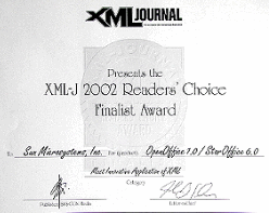 XML Journal - XML-J Readers' Choice 2002, Finalist Award