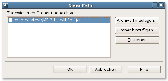 Class Path Einstellungen