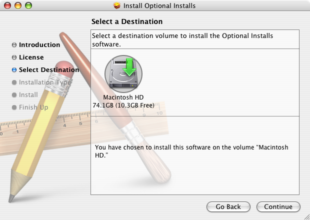 Click "continue" to progress with the install