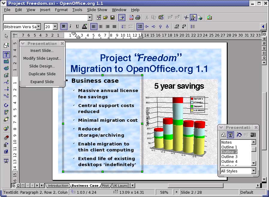 how to presentation in open office