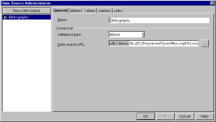 data sources window