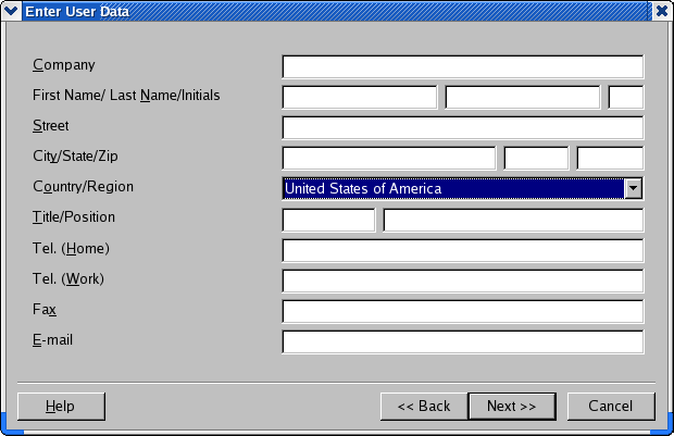 Personal Data Dialog