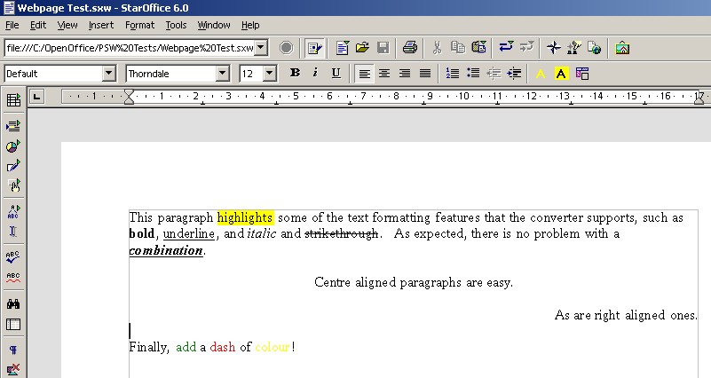 Image showing formatted StarWriter file.