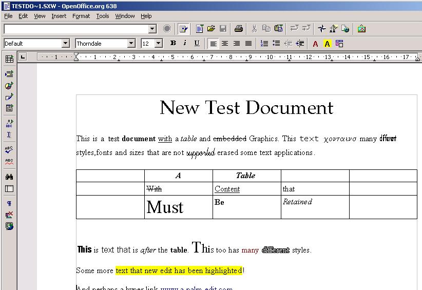 StarWriter Document modified